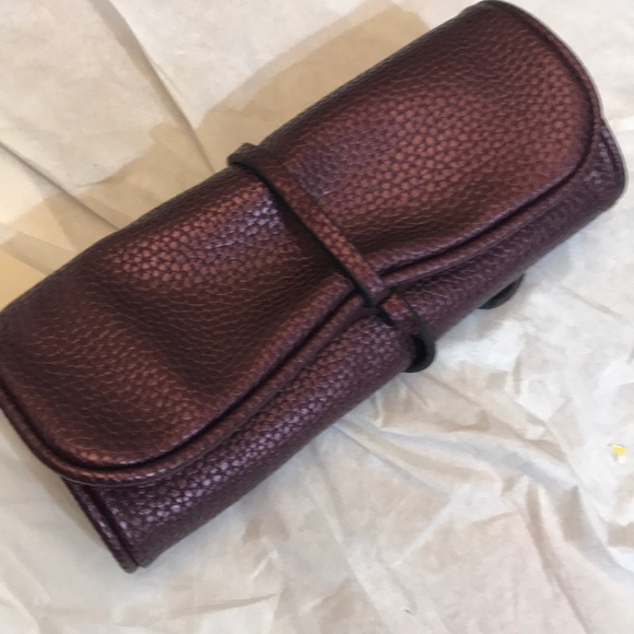 Maroon Travel Jewelry Roll-up Bag 8”x4”x2” New - Picture 3 of 6